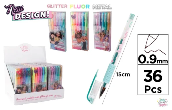 CANETAS GLITTER FLUOR E METAL 6 CORES.