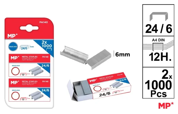 BLISTER DE GRAMPOS DE METAL 24/6 2 x 100