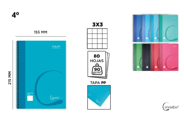 CADERNO 3 x 3 80 FOLHAS PP