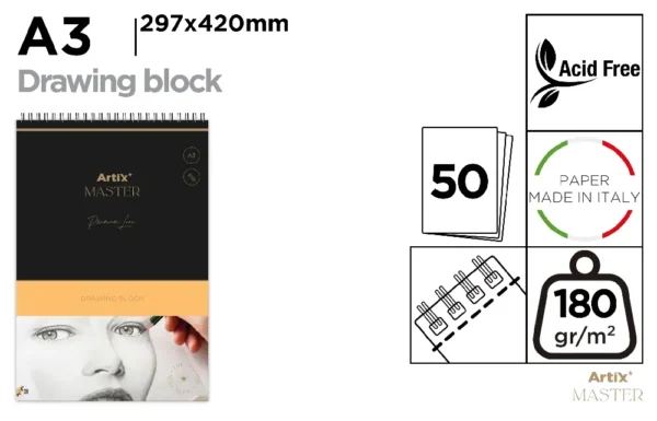 BLOCO DE DESENHO 180 g A3 50 FOLHAS.