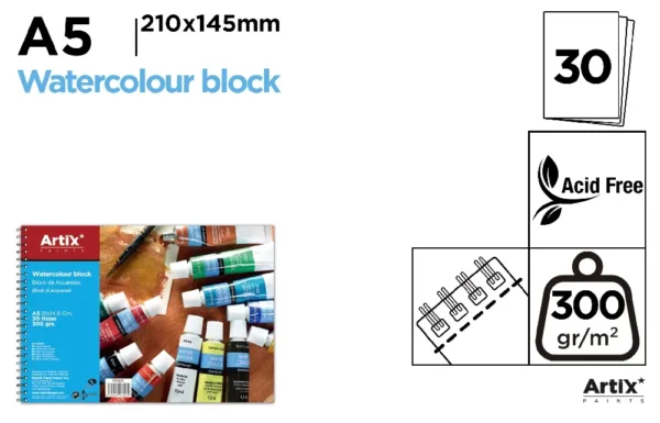 BLOCO DE AGUARELA A5 30 FOLHAS