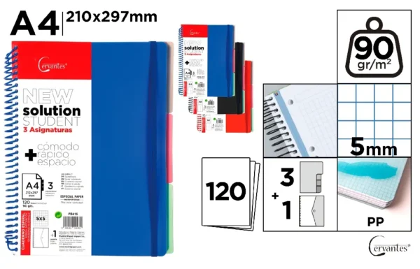 CADERNO A4 120 FOLHAS E 3 DIVISORES.