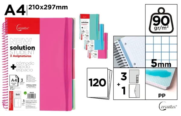 CADERNO A4 120 FOLHAS E 3 DIVISORES.