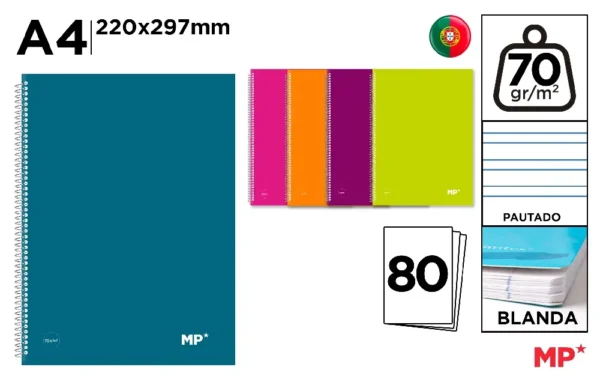 CADERNO DE CAPA COLORIDA A4 70 g/m² 1 FA