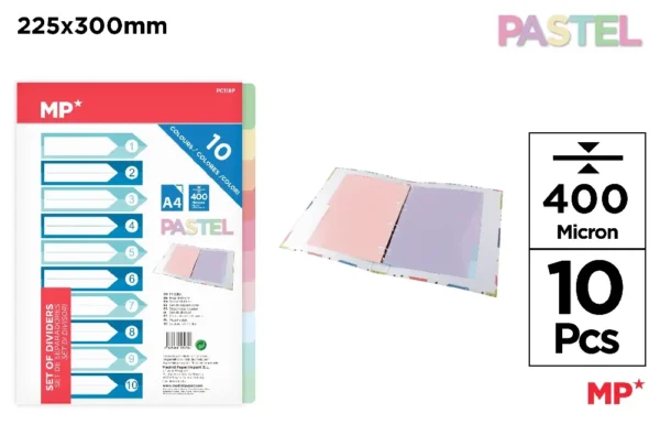 DIVISÓRIAS 10 CORES PASTEL A4