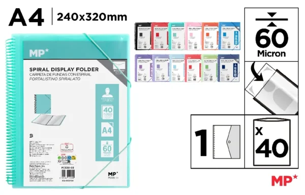 CAPA 40 MICAS A4 COM ESPIRAL E ELÁSTICOS