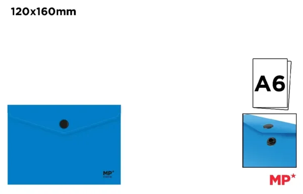 PASTA DE FECHAMENTO DE BOTÃO AZUL A6.