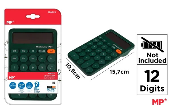 CALCULADORA DE ESTILO VERDE ESCURO.