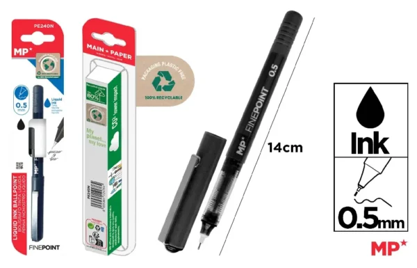 CANETA DE TINTA LÍQUIDA COM AGULHA PRETA 0.5 mm