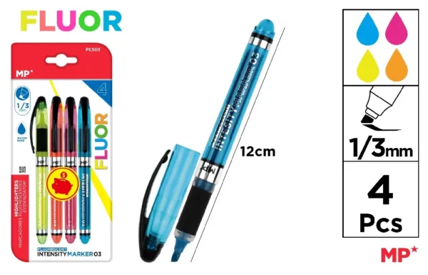 MARCADOR FLUORESCENTE 4 unid. PACOTE DE.