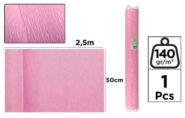 PAPEL CREPE FLORIST 140 g 50 x 250 cm ROSA