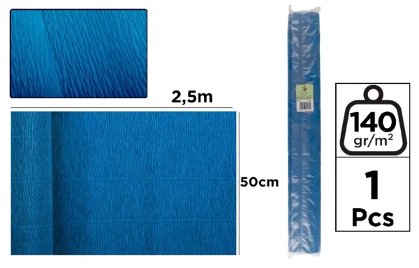 PAPEL CREPE FLORIST 140 g 50 x 250 cm AZUL