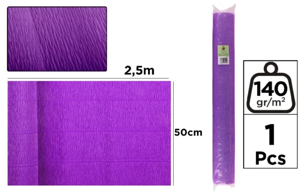 PAPEL CREPE FLORIST 140 g 50 x 250 cm ROXO