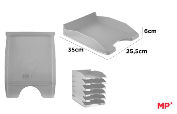 BANDEJA DE ESCRITÓRIO CINZENTO ESCURO.