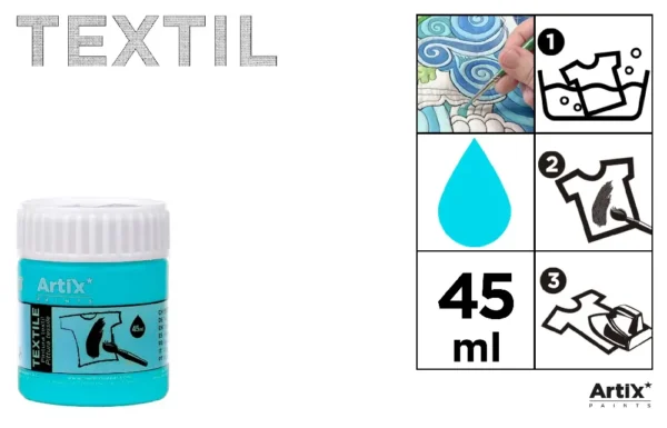 TINTA TÊXTIL AZUL CIANO 45 ml.