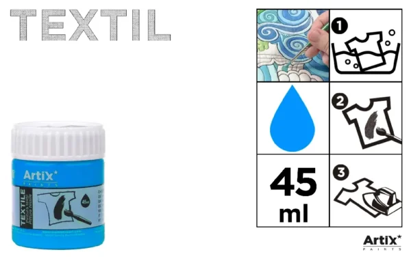 TINTA TÊXTIL AZUL MÉDIO 45 ml.