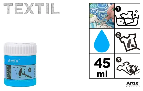 TINTA TÊXTIL AZUL CÉU 45 ml.