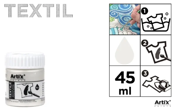 TINTA TÊXTIL BRANCA PEROLADA 45 ml.