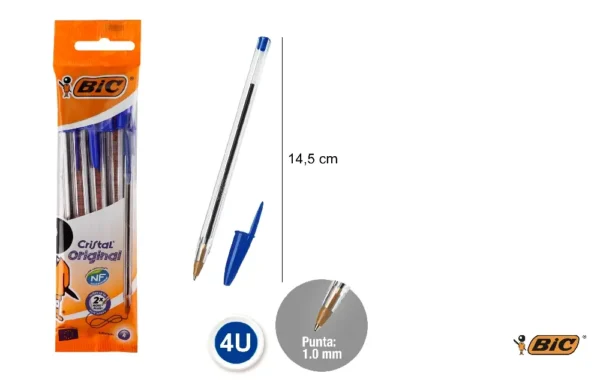 CRISTAL MED BALLPOINT 4 unid. AZUL 83086