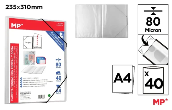 PASTA 40 A4 CAPAS A4 COM BORRACHA TRANSP