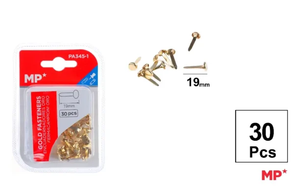 FICHÁRIOS DOURADOS 19 mm 30 Unidades