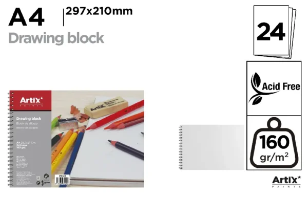 BLOCO DE DESENHO 24 FOLHAS A4
