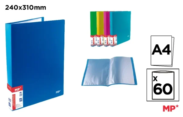 PASTA 60 BOLSOS A4 CAPA FLUORESCENTE