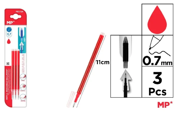 RECARGA PARA CANETA APAGÁVEL VERMELHA 3