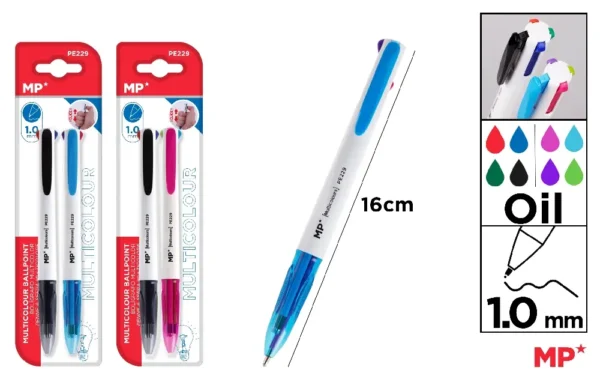 CANETA 4 CORES 1,0 mm 2 Unidades