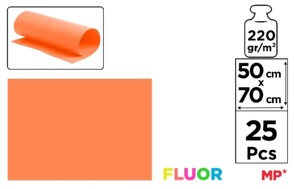 CARTÃO FLUORESCENTE LARANJA 50 x 70 cm