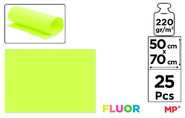 CARTÃO FLUORESCENTE AMARELO 50 x 70 cm