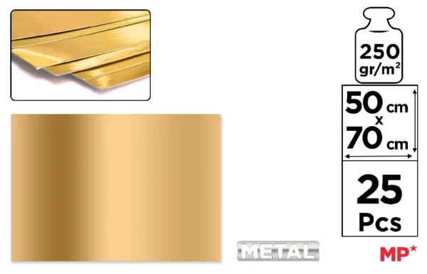 CARTÃO METÁLICO DOURADO 50 x 70 cm 250 g