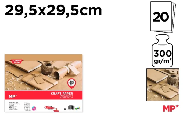 PAPEL KRAFT 20 FOLHAS 295 x 295 mm