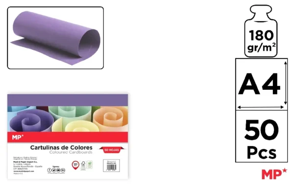 PACOTE DE 50 FOLHAS DE CARTÃO A4 ROXO