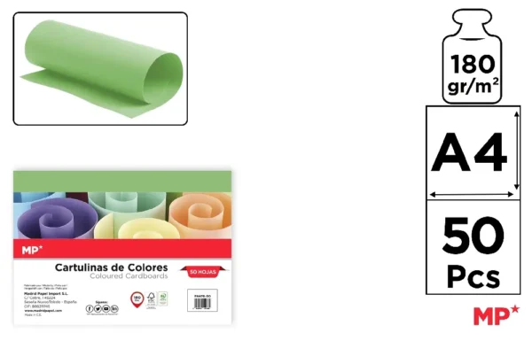 PACOTE DE PAPELÃO A4 50 FOLHAS PISTACHE
