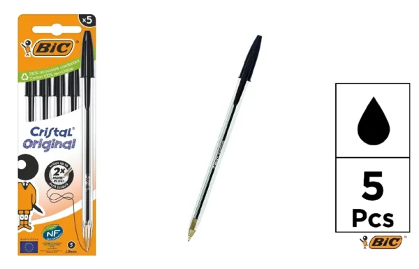 CANETA CRISTAL MED. 5 unid. BIC PRETO