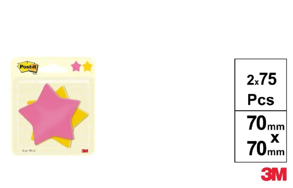 NOTAS POST-IT EM FORMA DE ESTRELA EM CUB