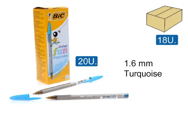 CANETA BIC CRYSTAL 1.6 FUN 20 UNID. TURQ