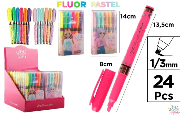 MARCADOR FLUORESCENTE E PASTEL 6 UNIDADE