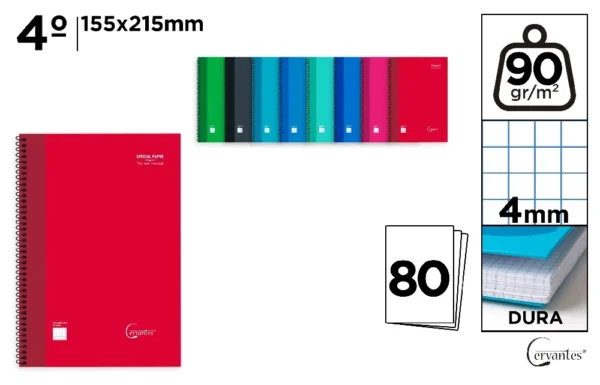 CADERNO ESPIRAL 4º 80 FOLHAS 90 g