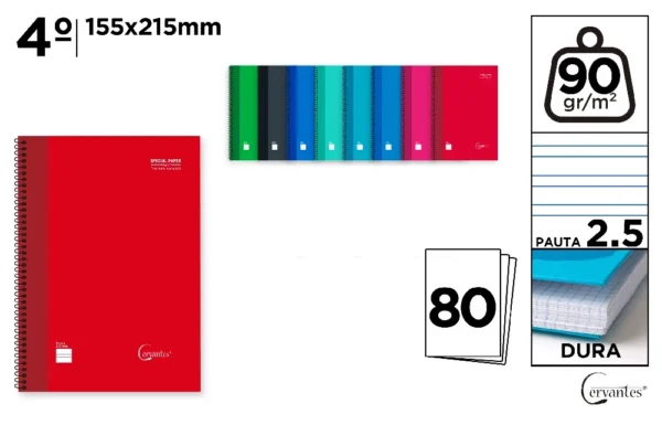 CADERNO ESPIRAL 4º 80 FOLHAS 90 g DIRETR