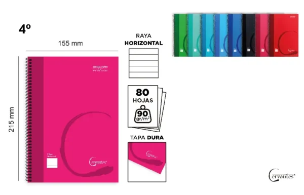 CADERNO ESPIRAL 4º 80 FOLHAS 90 g HORIZO