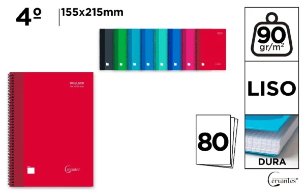 CADERNO ESPIRAL 4º 80 FOLHAS 90 g CAPA L