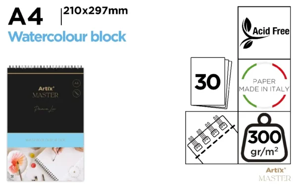 BLOCO DE AGUARELA 300 g A4 30 FOLHAS