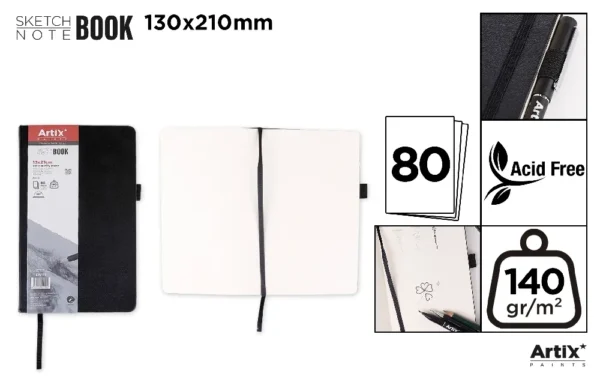 BLACK SKETCHBOOK 13x21cm 140g
