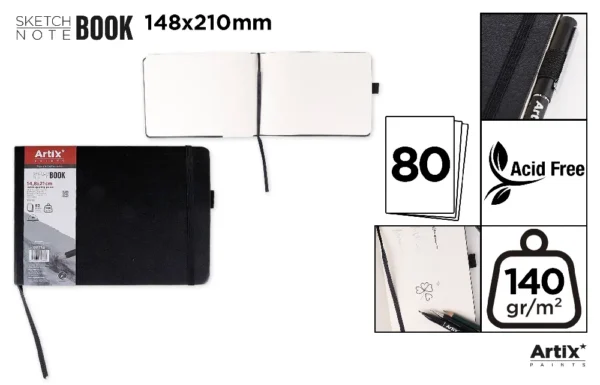 BLACK SKETCHBOOK 14.8x21cm 140g