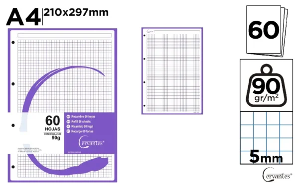 RECARGA A4 GRELHA 5 x 5 cm COLOR 90 g 60