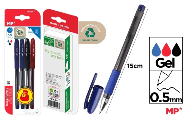 CANETAS DE TINTA EM GEL PONTA 0.5MM 4 UN