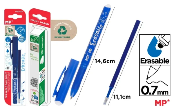 CANETA AZUL APAGÁVEL + REFIL