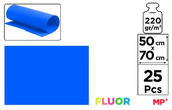 CARTÃO FLUORESCENTE AZUL 50 x 70 cm